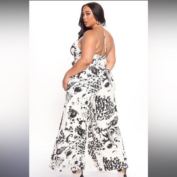 NWT🤍❣️🖤Animal Print Jumpsuit - Black/combo Sz 1X🐆 - Picture 10 of 10